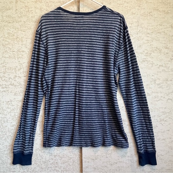 Wallace and Barnes Men's Blue Striped Knit Henley Shirt Top Size Medium - Picture 11 of 14